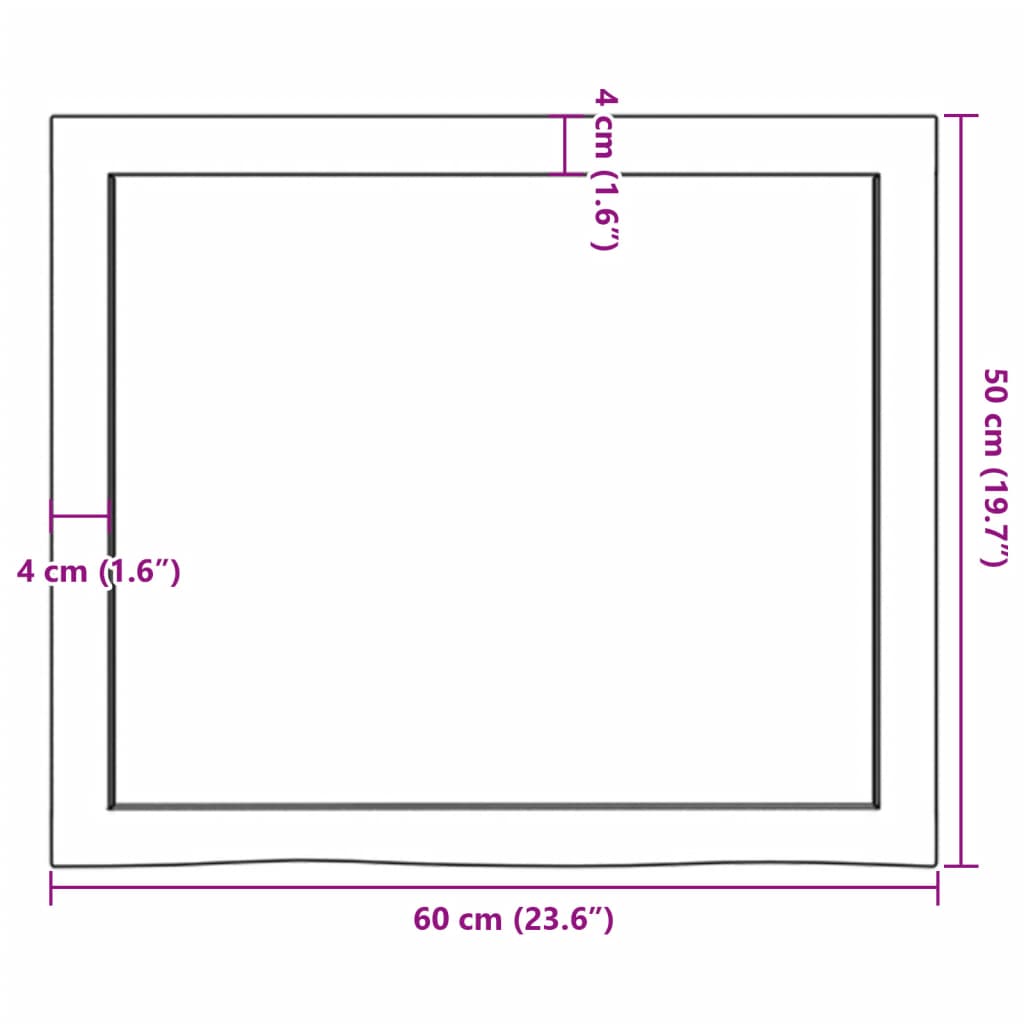vidaXL bordplade til badeværelse 60x50x(2-6) cm massivt træ lysebrun