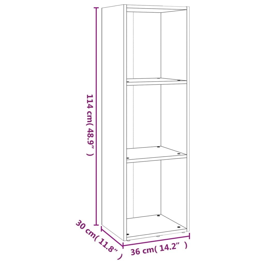 vidaXL bogreol/tv-bord 36x30x114 cm konstrueret træ grå sonoma-eg