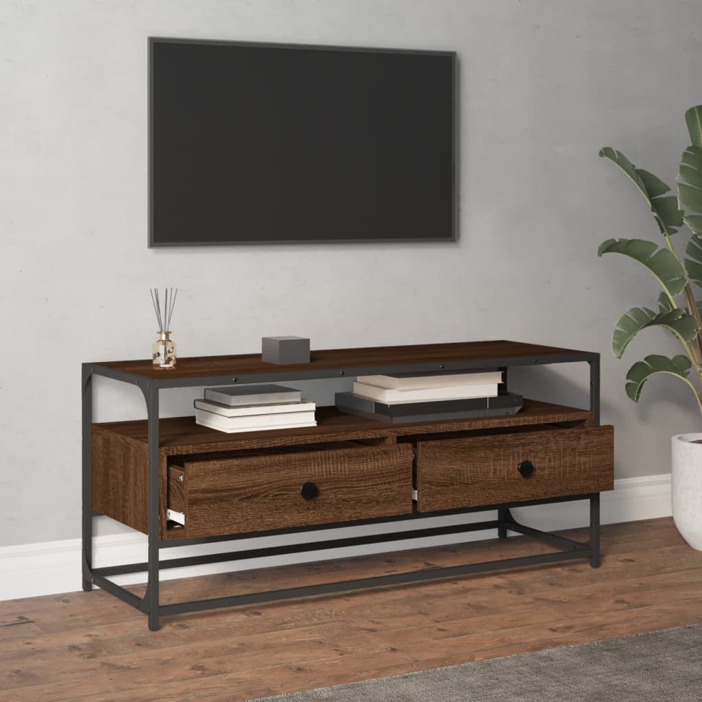 vidaXL tv-bord 100x35x45 cm konstrueret træ brun egetræ