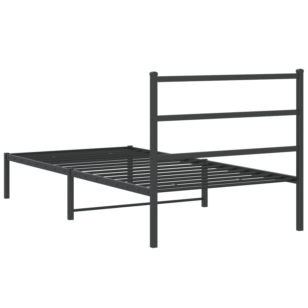 vidaXL sengeramme med sengegavl 100x190 cm metal sort