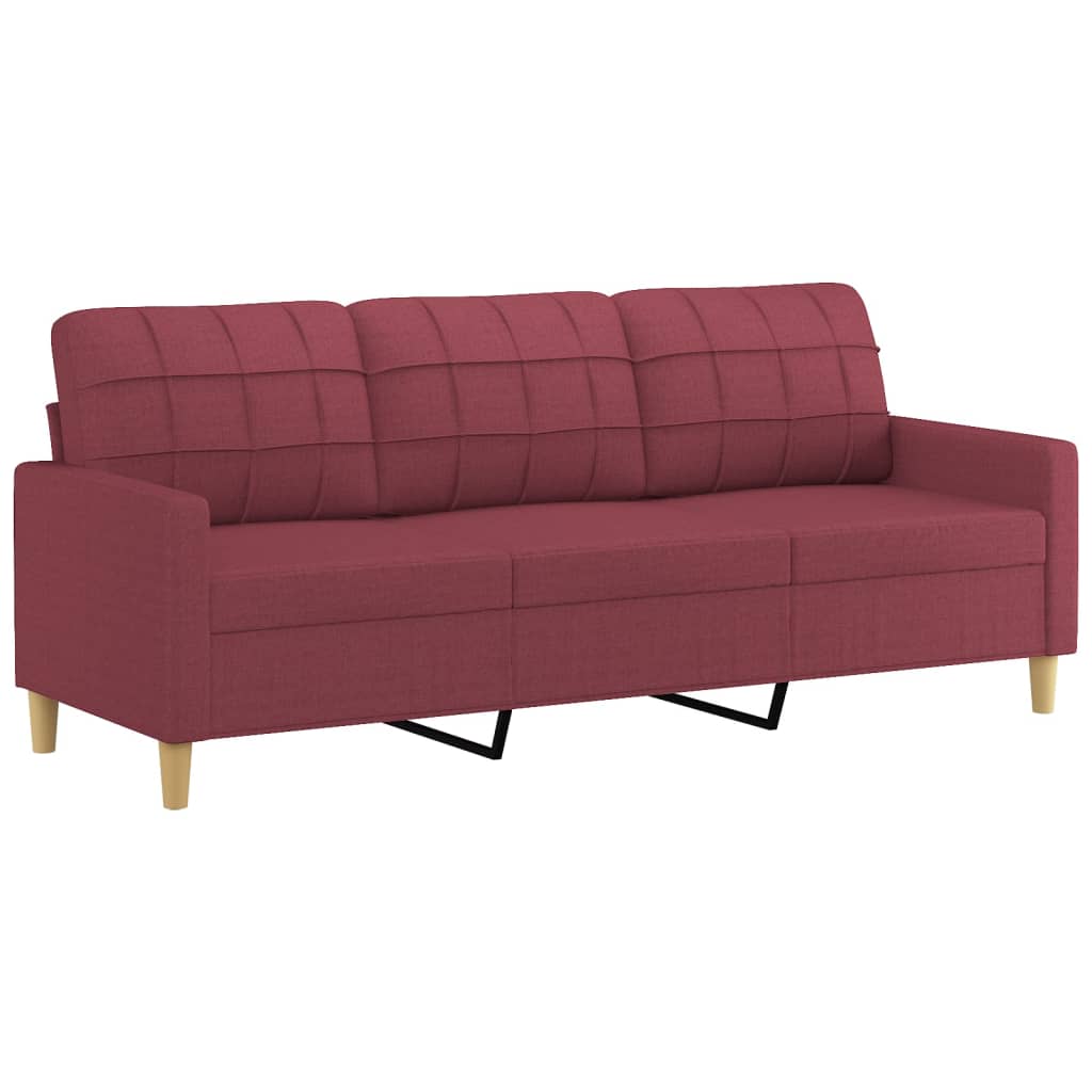 vidaXL 3-personers sofa med pyntepuder 180 cm stof vinrød