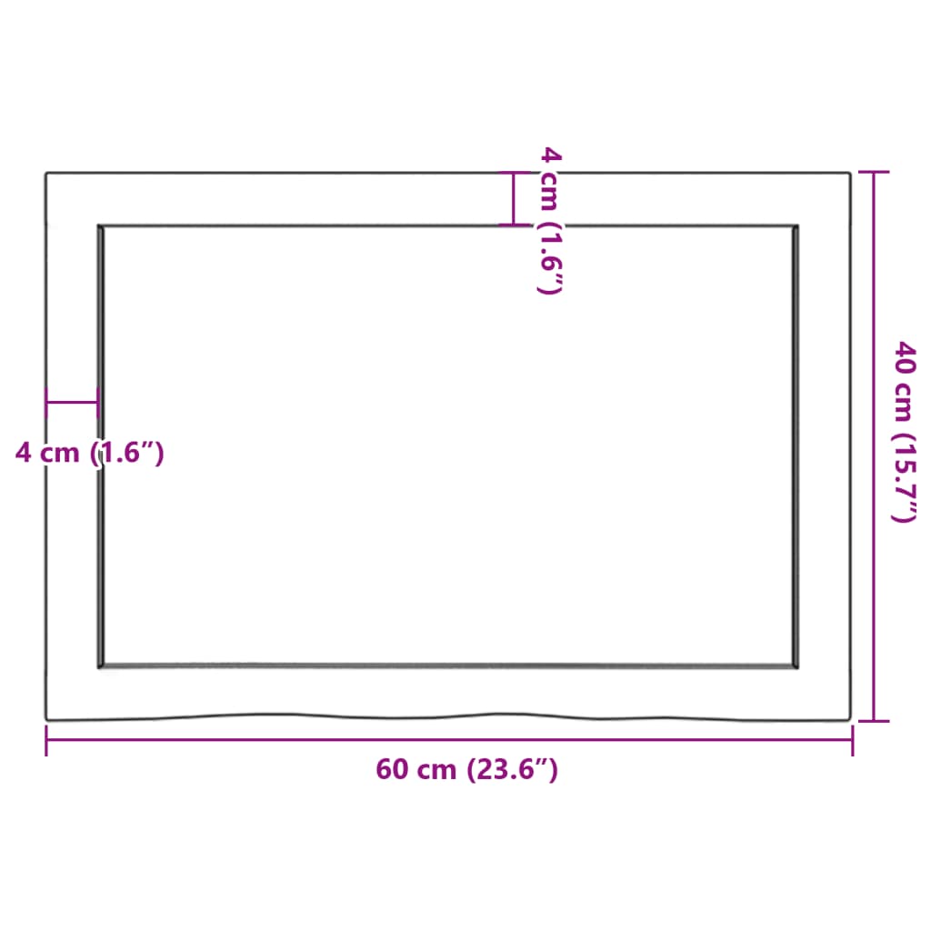 vidaXL bordplade til badeværelse 60x40x(2-4) cm massivt træ mørkebrun