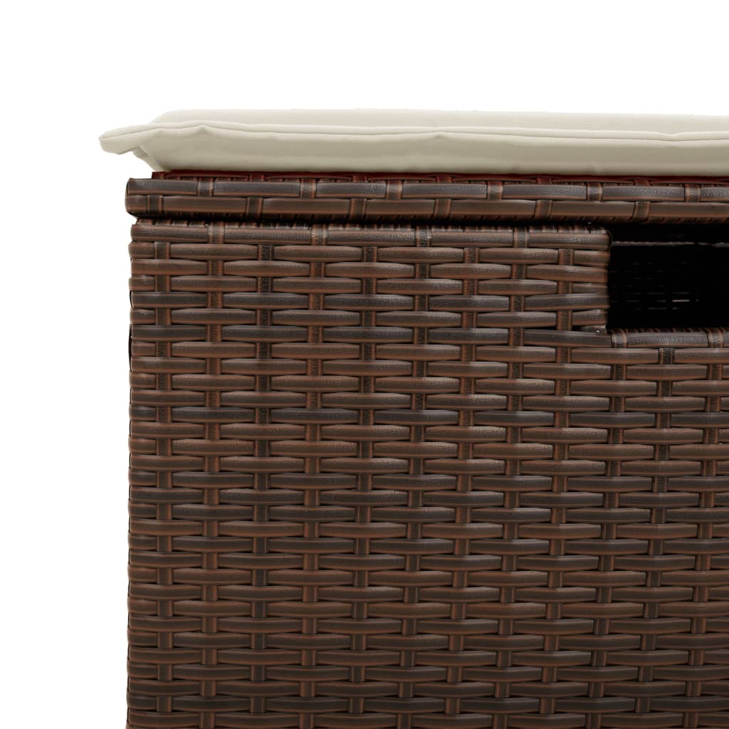 vidaXL haveskammel med hynde 55x55x37 cm polyrattan brun