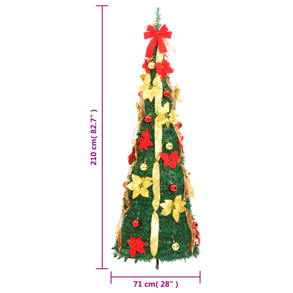 vidaXL kunstigt juletræ med 200 LED'er 210 cm pop op-funktion grøn