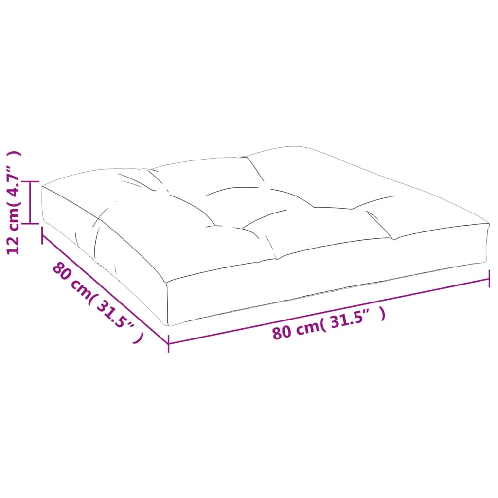 vidaXL pallehynde 80x80x12 cm stof bladmønster