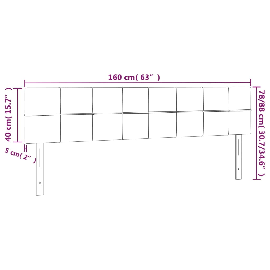 vidaXL sengegavl med LED-lys 160x5x78/88 cm fløjl lysegrå