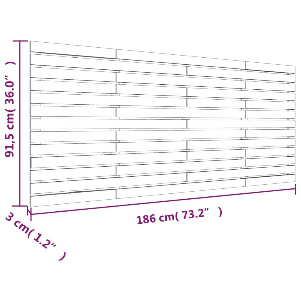 vidaXL sengegavl 186x3x91,5 cm massivt fyrretræ gyldenbrun