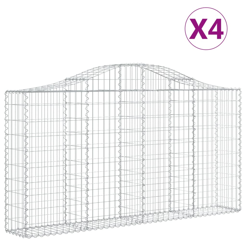 vidaXL buede gabionkurve 4 stk. 200x30x100/120 cm galvaniseret jern