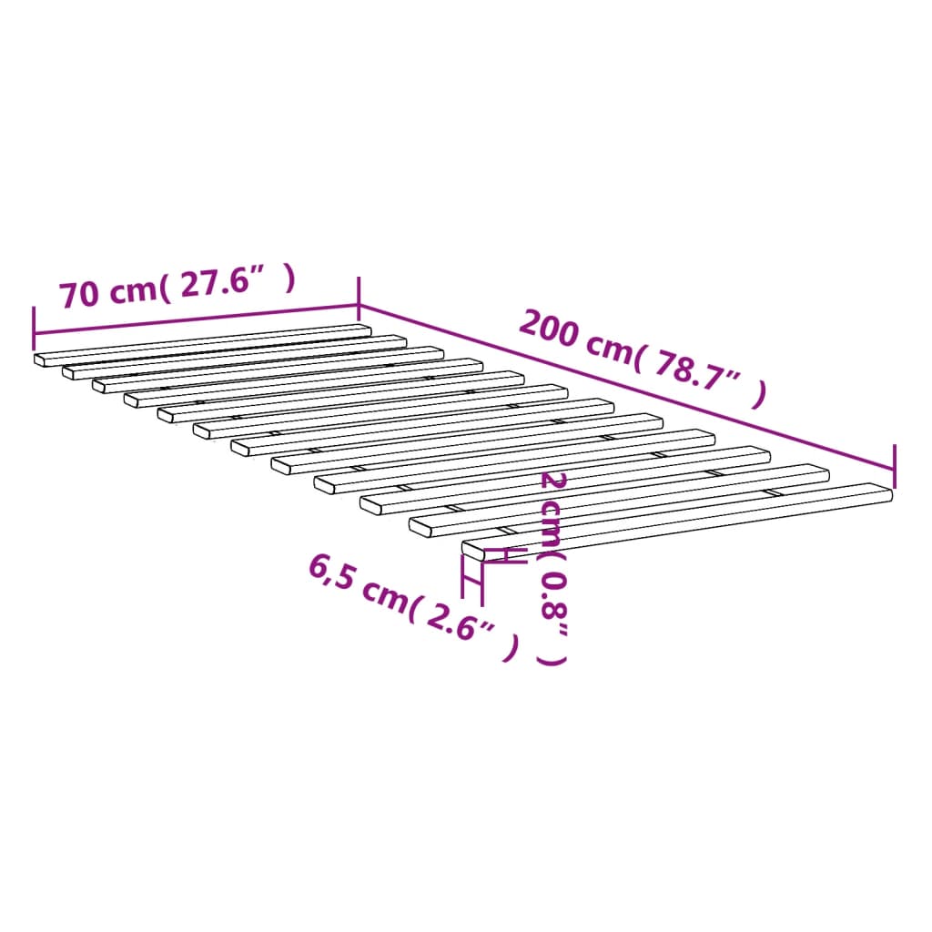 vidaXL sengelameller 70x200 cm massivt fyrretræ