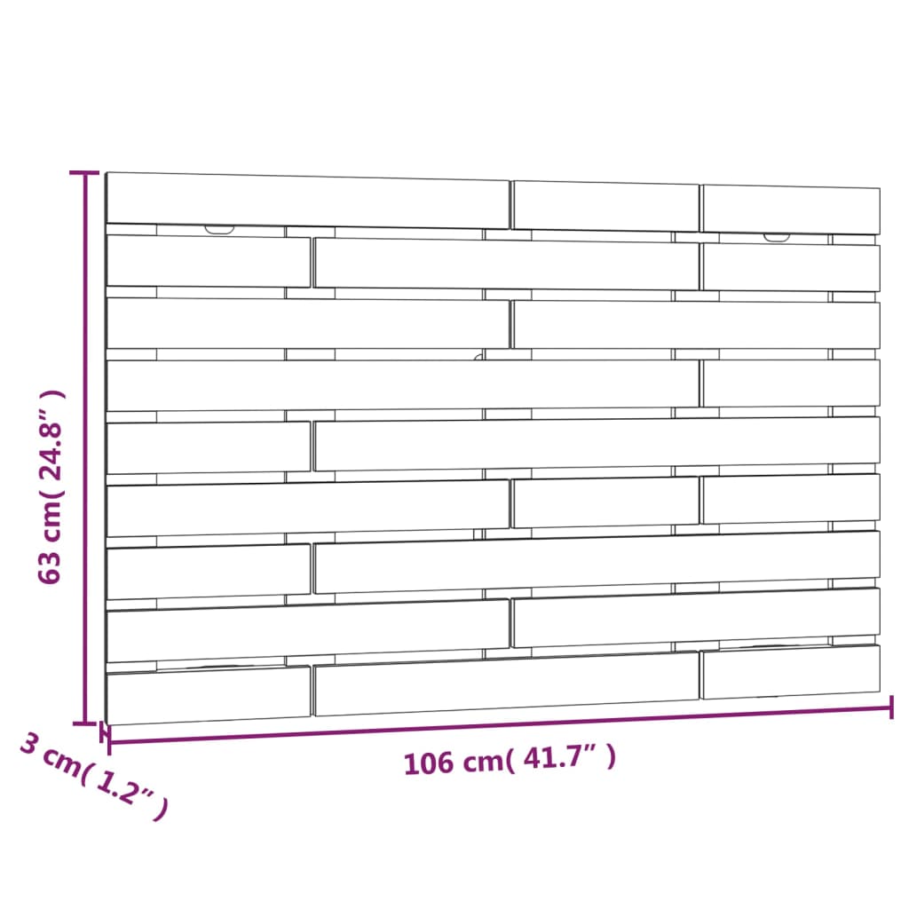 vidaXL sengegavl 106x3x63 cm massivt fyrretræ