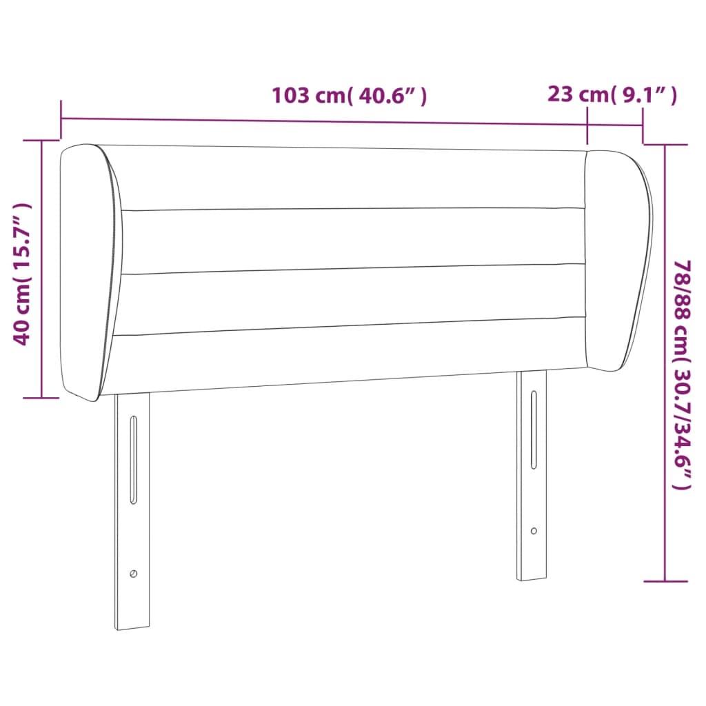 vidaXL sengegavl med kanter 103x23x78/88 cm stof blå