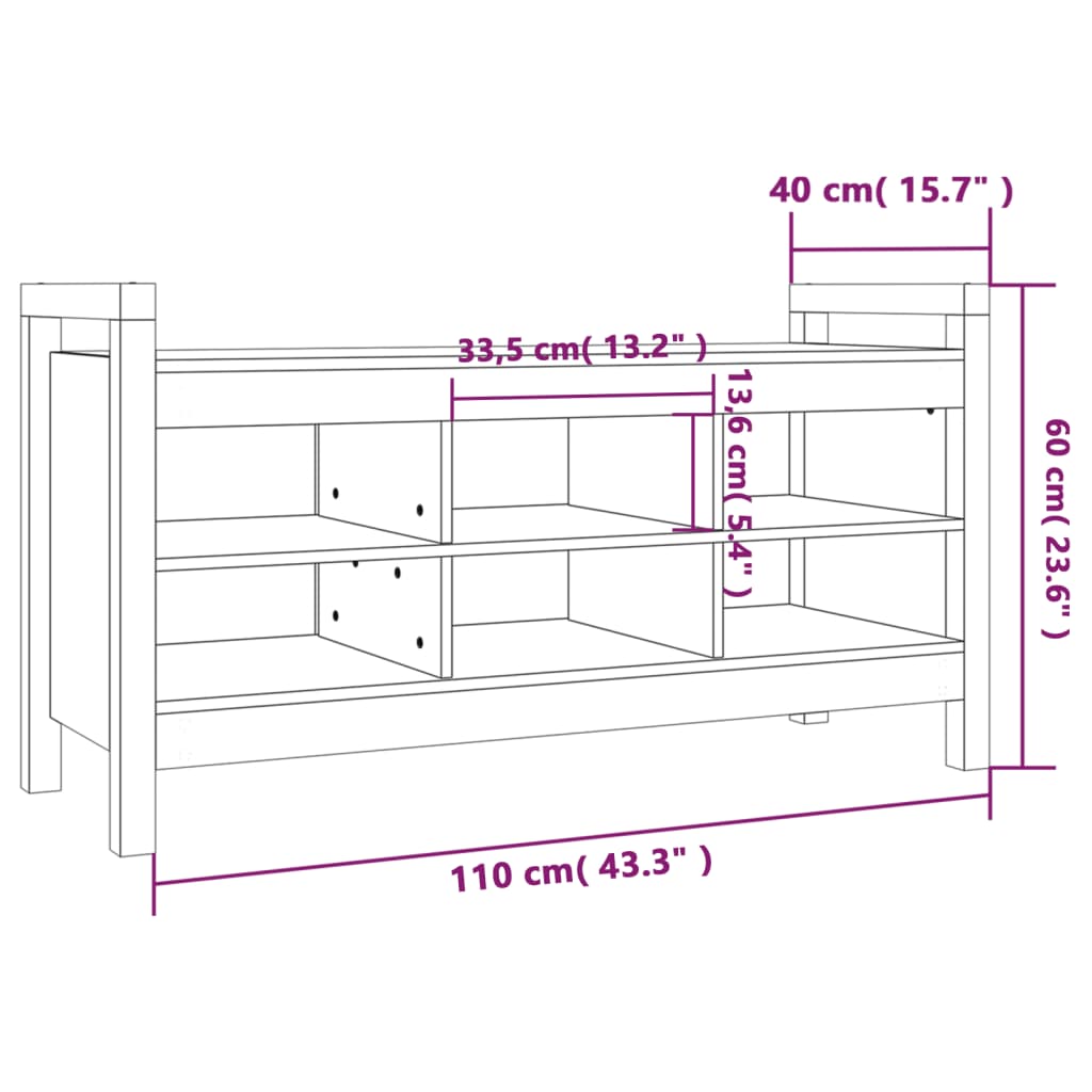 vidaXL entrébænk 110x40x60 cm massivt fyrretræ grå