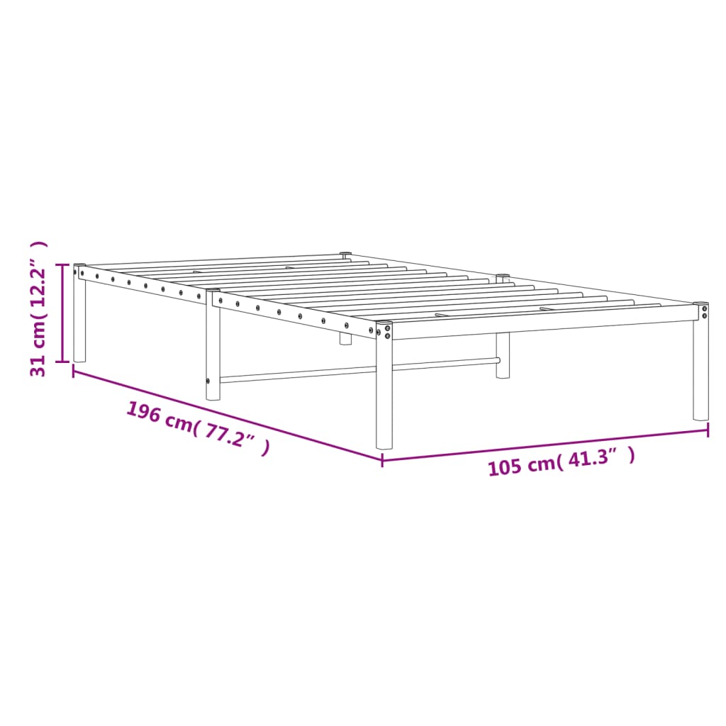 vidaXL sengeramme 100x190 cm metal sort