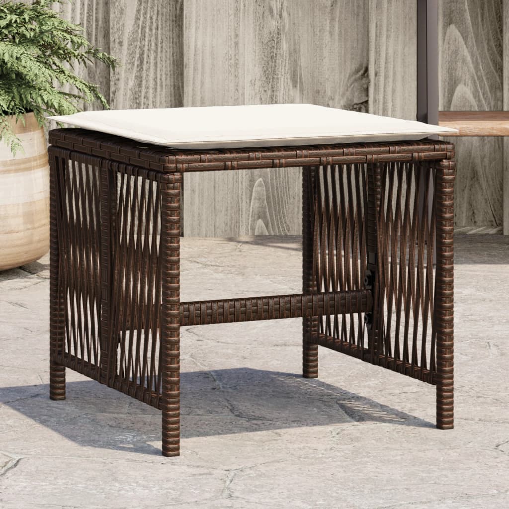 vidaXL haveskamler 4 stk. med hynder 41x41x36 cm polyrattan brun