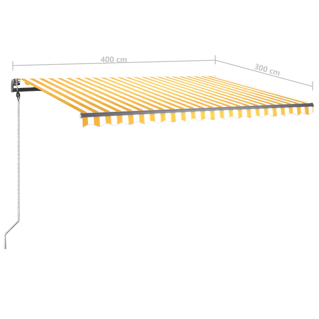 vidaXL fritstående markise 400x300 cm manuel betjening gul/hvid