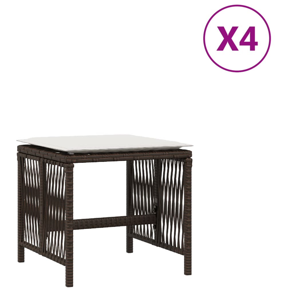 vidaXL haveskamler 4 stk. med hynder 41x41x36 cm polyrattan brun