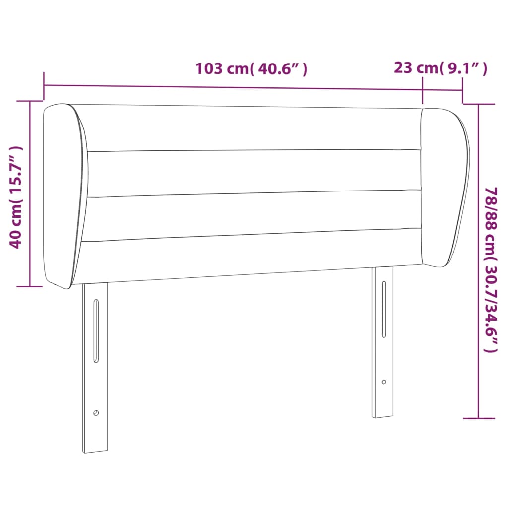 vidaXL sengegavl med kanter 103x23x78/88 cm stof mørkegrå