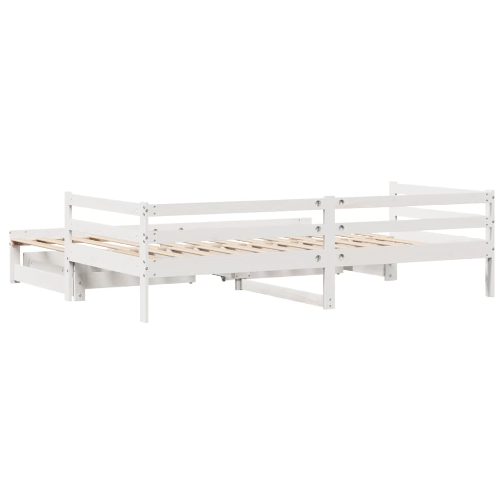 vidaXL daybed med udtræk og skuffer 90x190 cm massivt fyrretræ hvid