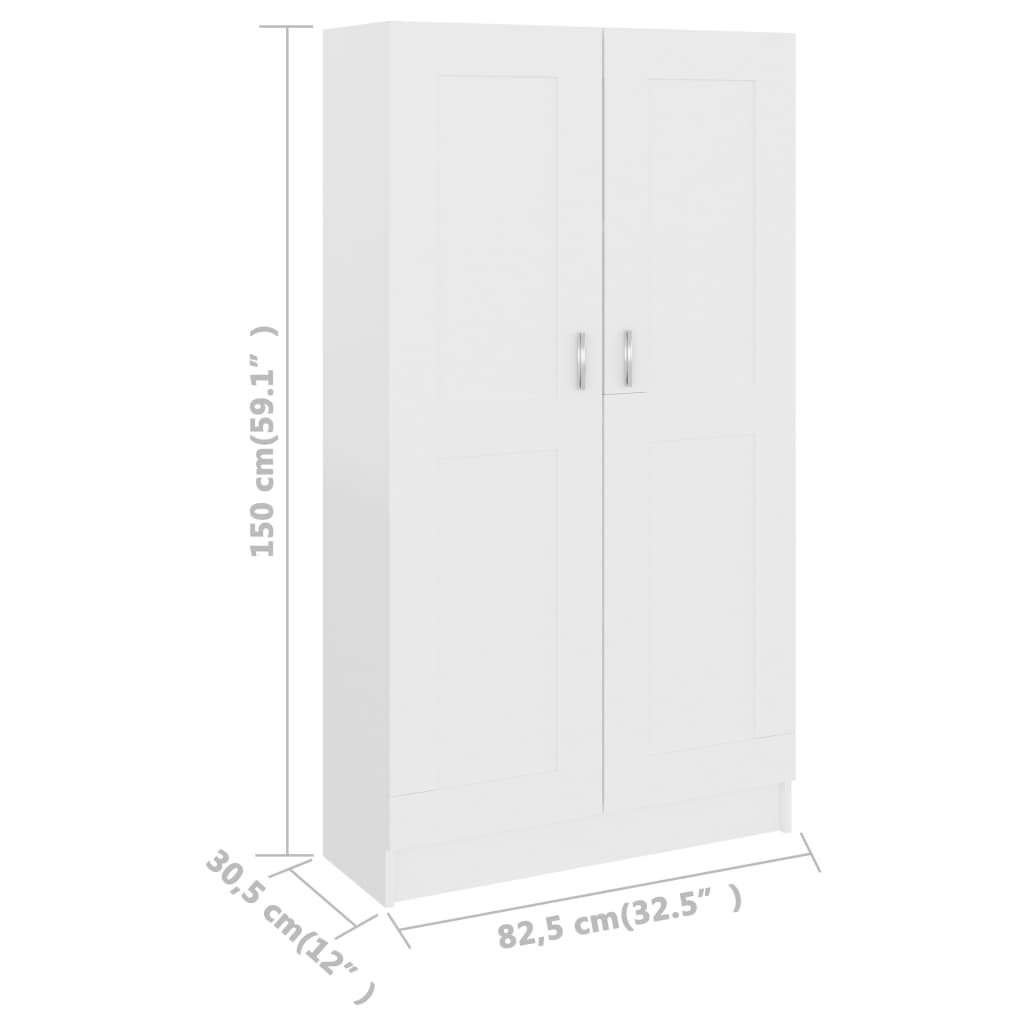 vidaXL bogskab 82,5x30,5x150 cm konstrueret træ hvid