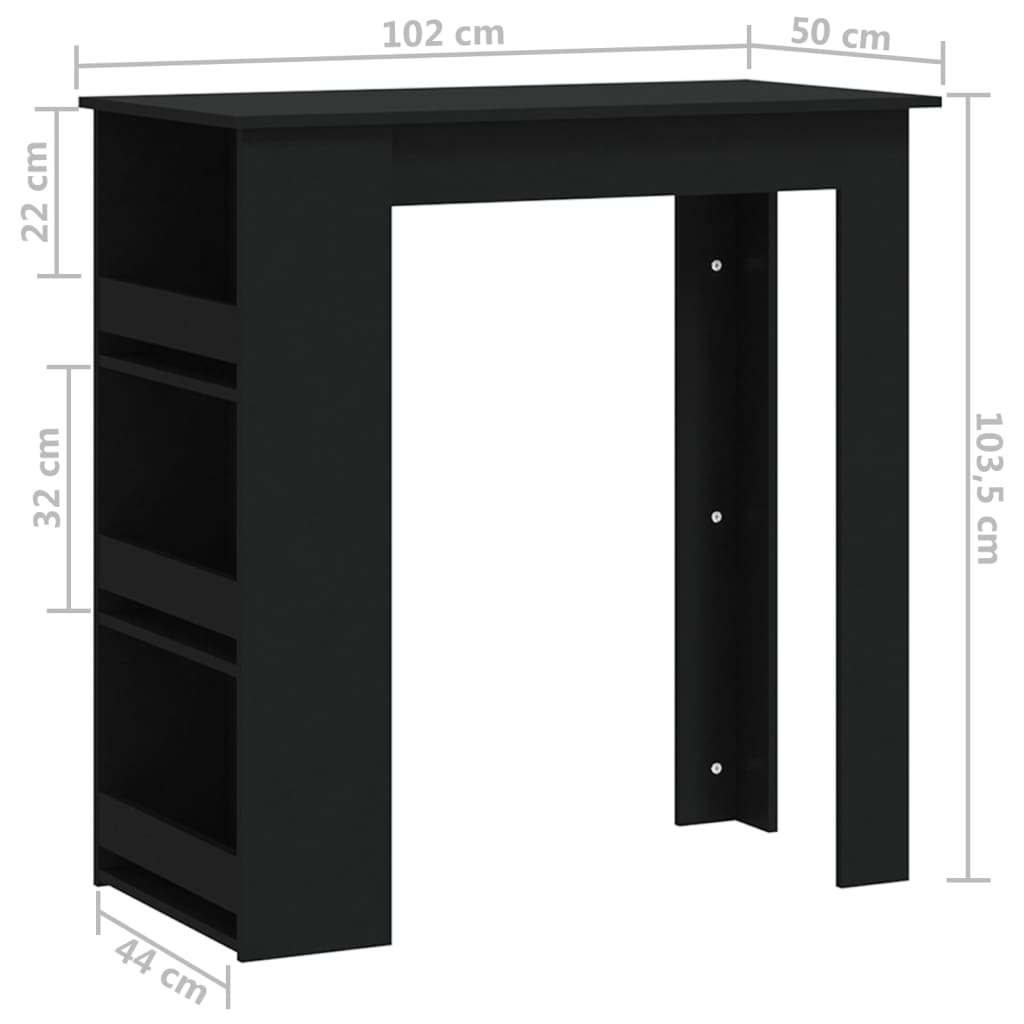 vidaXL barbord m. stativ 102x50x103,5 cm konstrueret træ sort