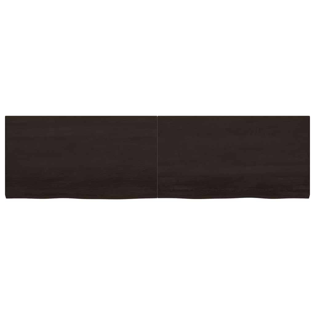 vidaXL bordplade til badeværelse 220x60x(2-4) cm massivt træ mørkebrun