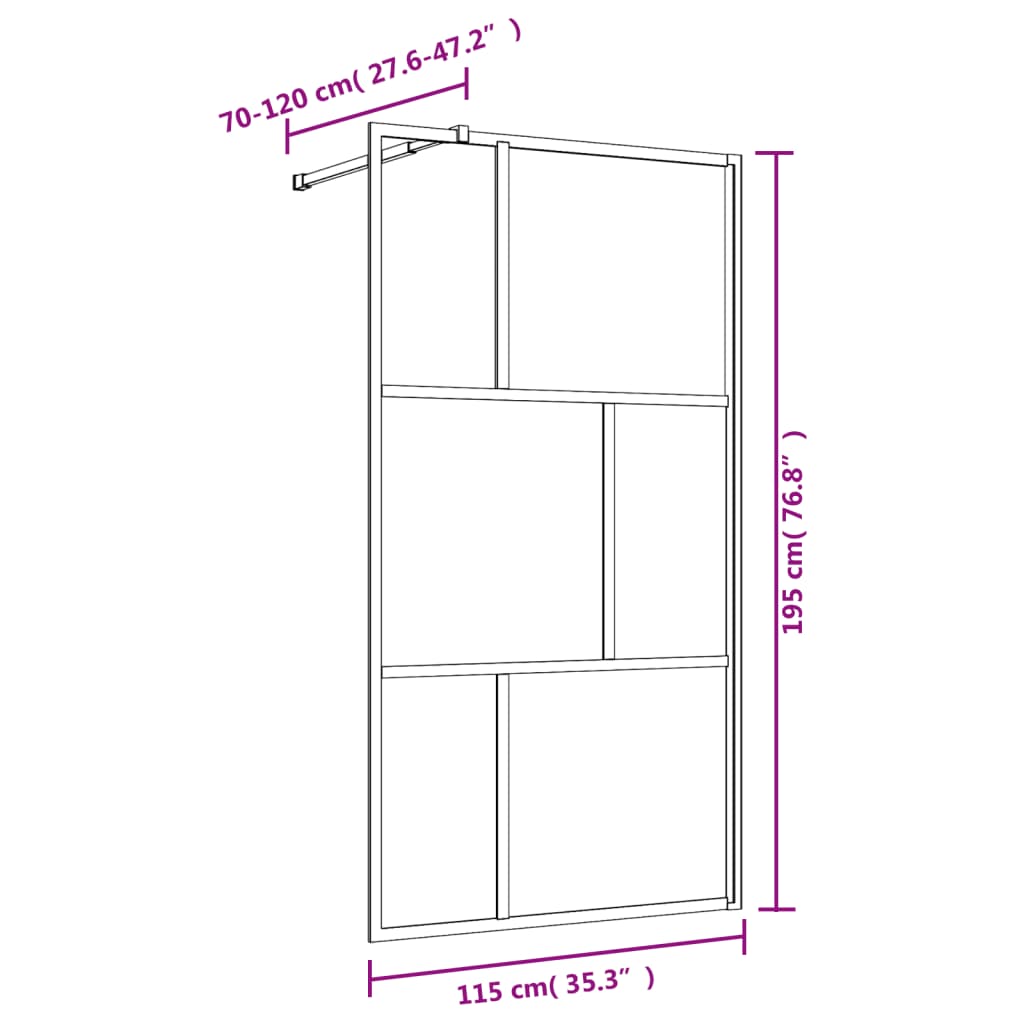 vidaXL brusevæg 115x195 cm klart sikkerhedsglas rød