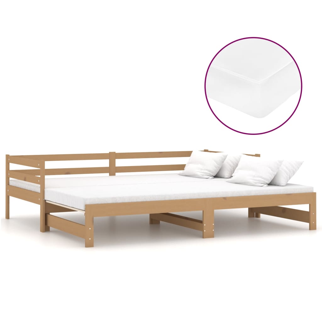 vidaXL daybed med udtræk 2x(90x200) cm massivt fyrretræ gyldenbrun