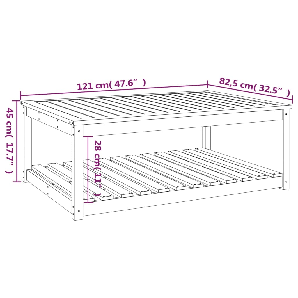 vidaXL havebord 121x82,5x45 cm massivt douglasgran