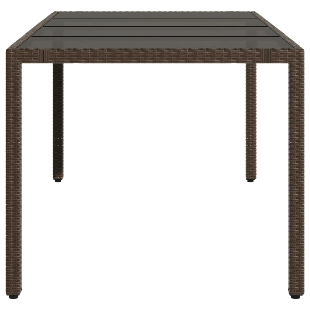 vidaXL havebord med glastop 90x90x75 cm polyrattan brun