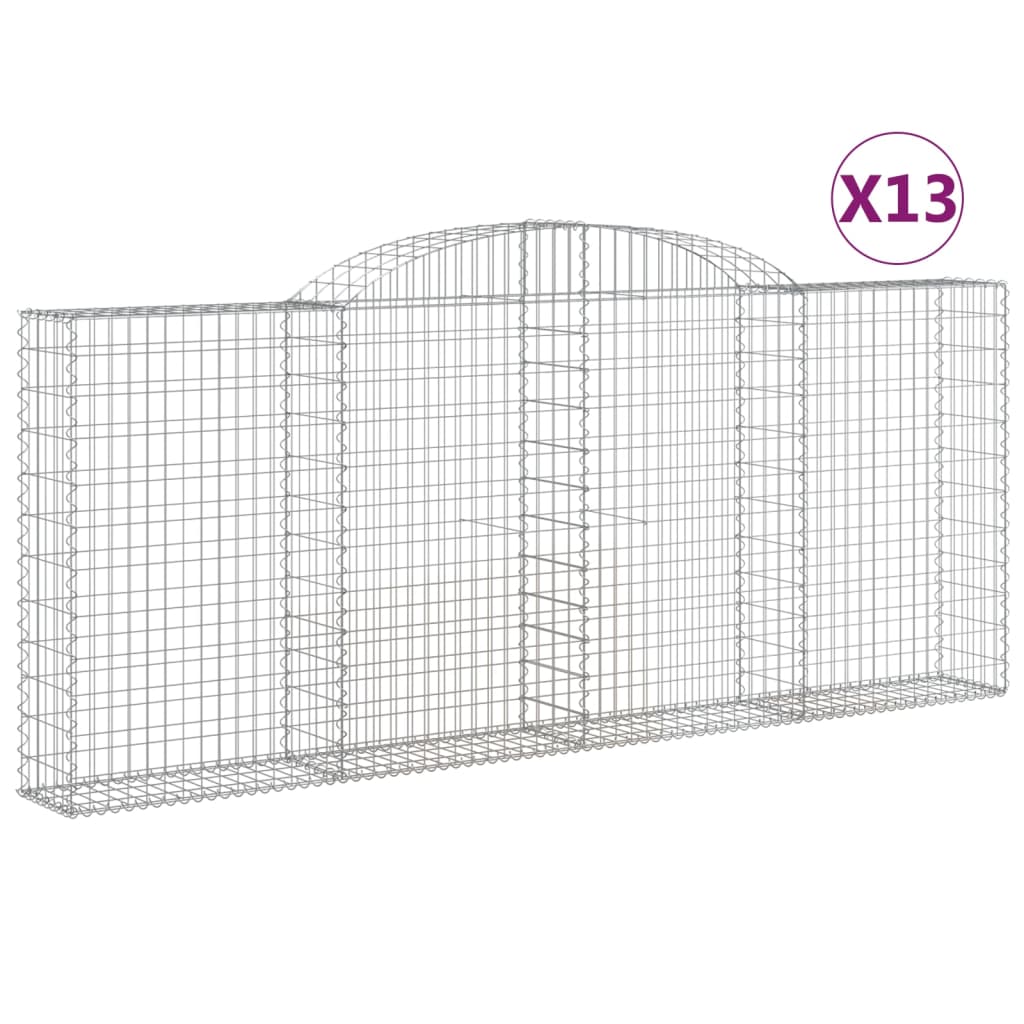 vidaXL buede gabionkurve 13 stk. 300x30x120/140 cm galvaniseret jern