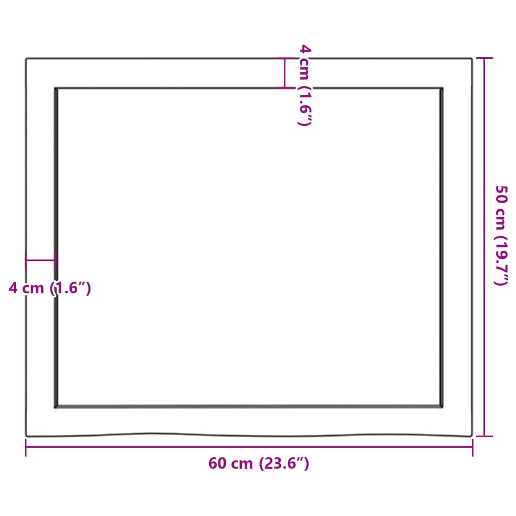 vidaXL bordplade til badeværelse 60x50x(2-6) cm massivt træ mørkebrun