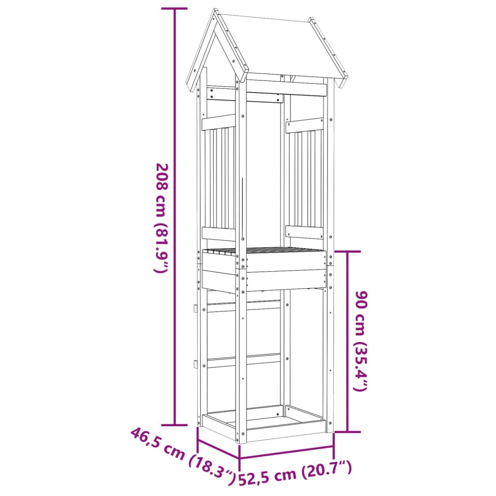 vidaXL legetårn 52,5x46,5x208 cm massivt douglasgran