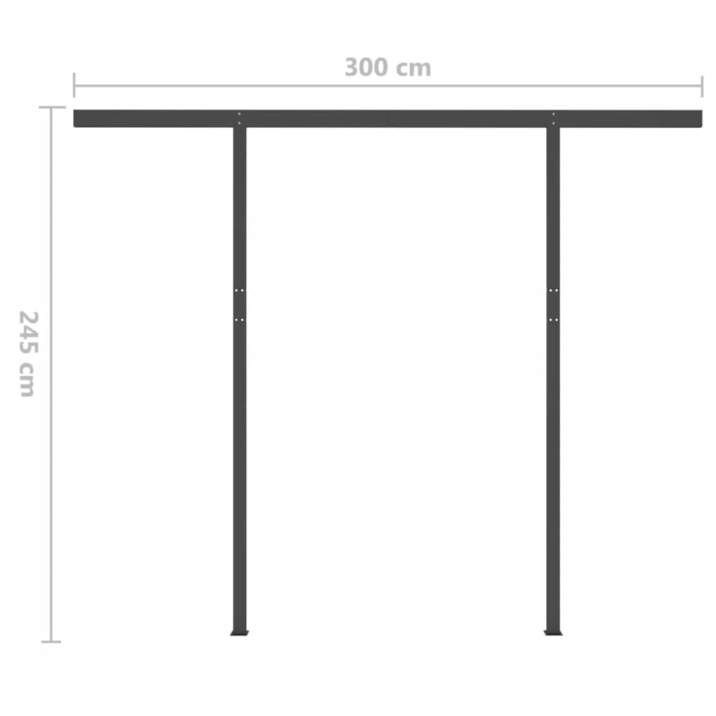 vidaXL markise med stolper 3,5x2,5 m manuel betjening blå og hvid