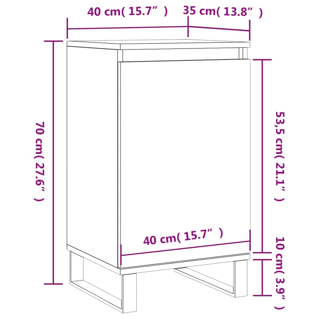 vidaXL skænke 2 stk. 40x35x70 cm konstrueret træ grå sonoma-eg