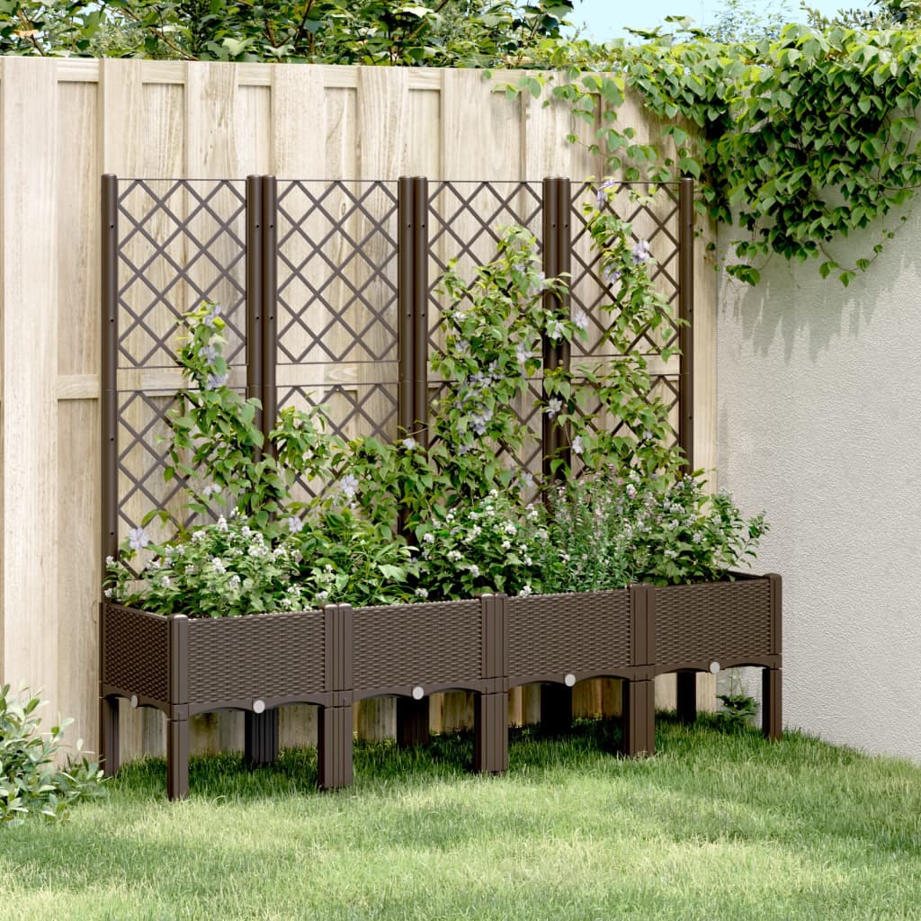 vidaXL plantekasse med espalier 160x40x142 cm PP brun