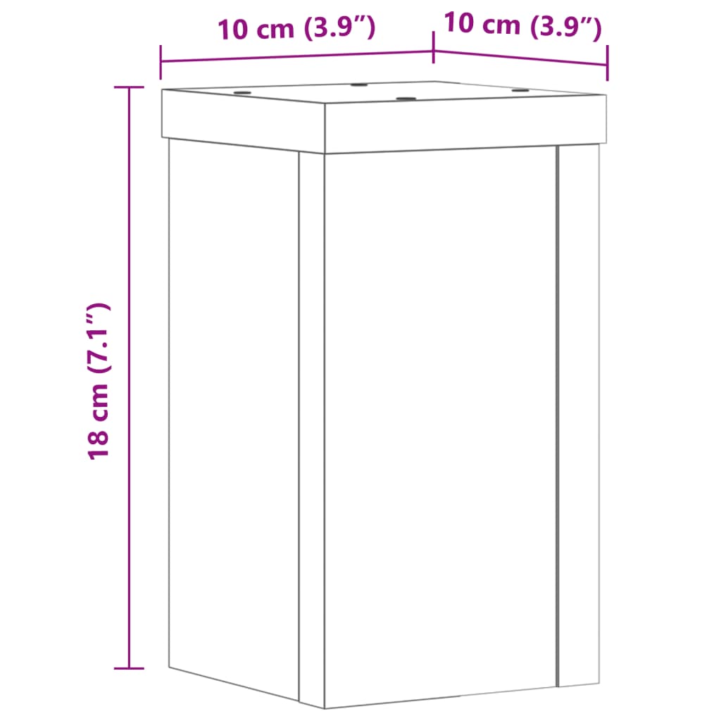 vidaXL plantestativer 2 stk. 10x10x18 cm konstrueret træ grå sonoma-eg