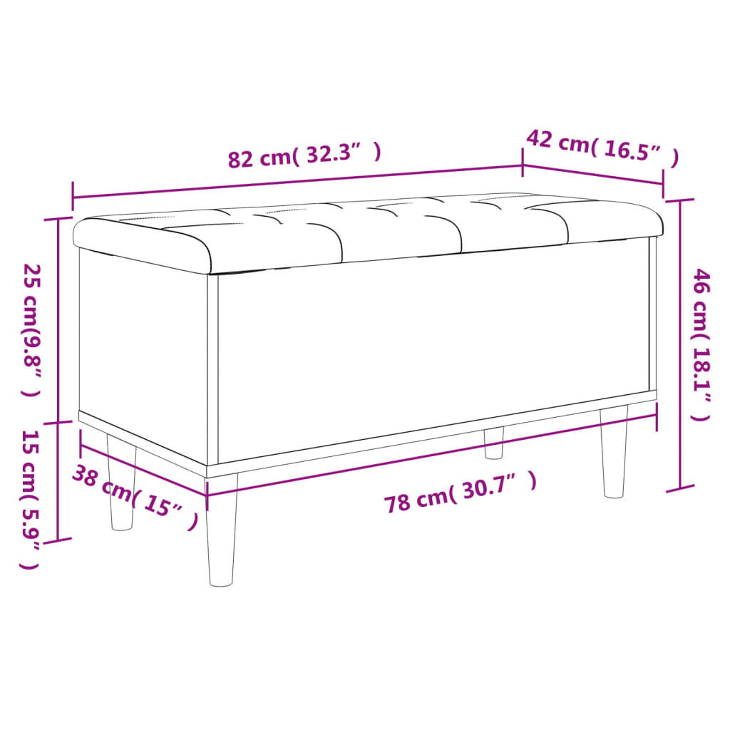 vidaXL skobænk 82x42x46 cm konstrueret træ grå sonoma-eg