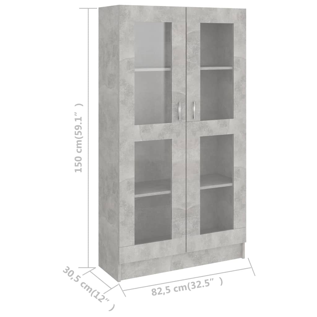 vidaXL vitrineskab 82,5x30,5x150 cm konstrueret træ betongrå