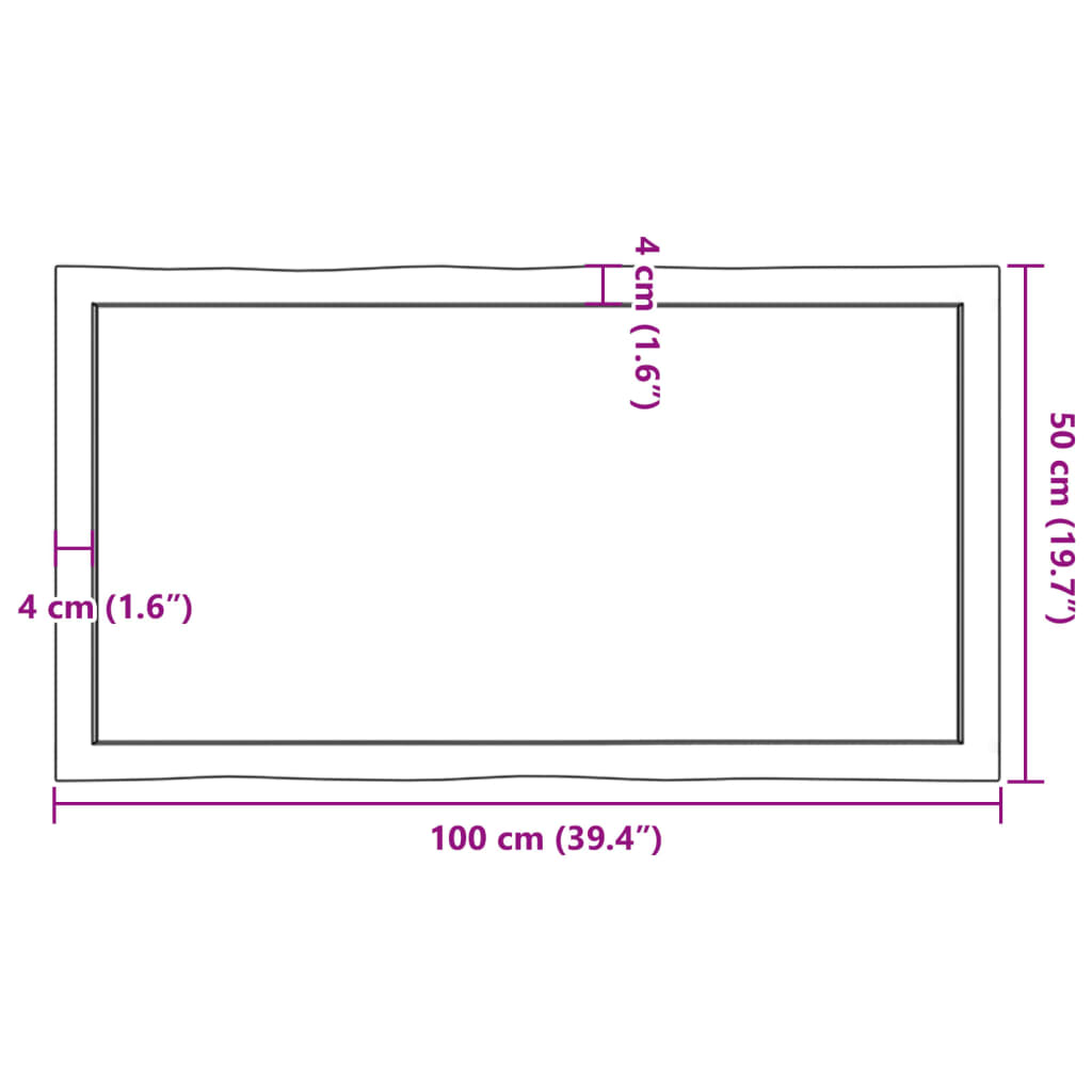 vidaXL bordplade 100x50x(2-4) cm naturlig kant behandlet træ lysebrun