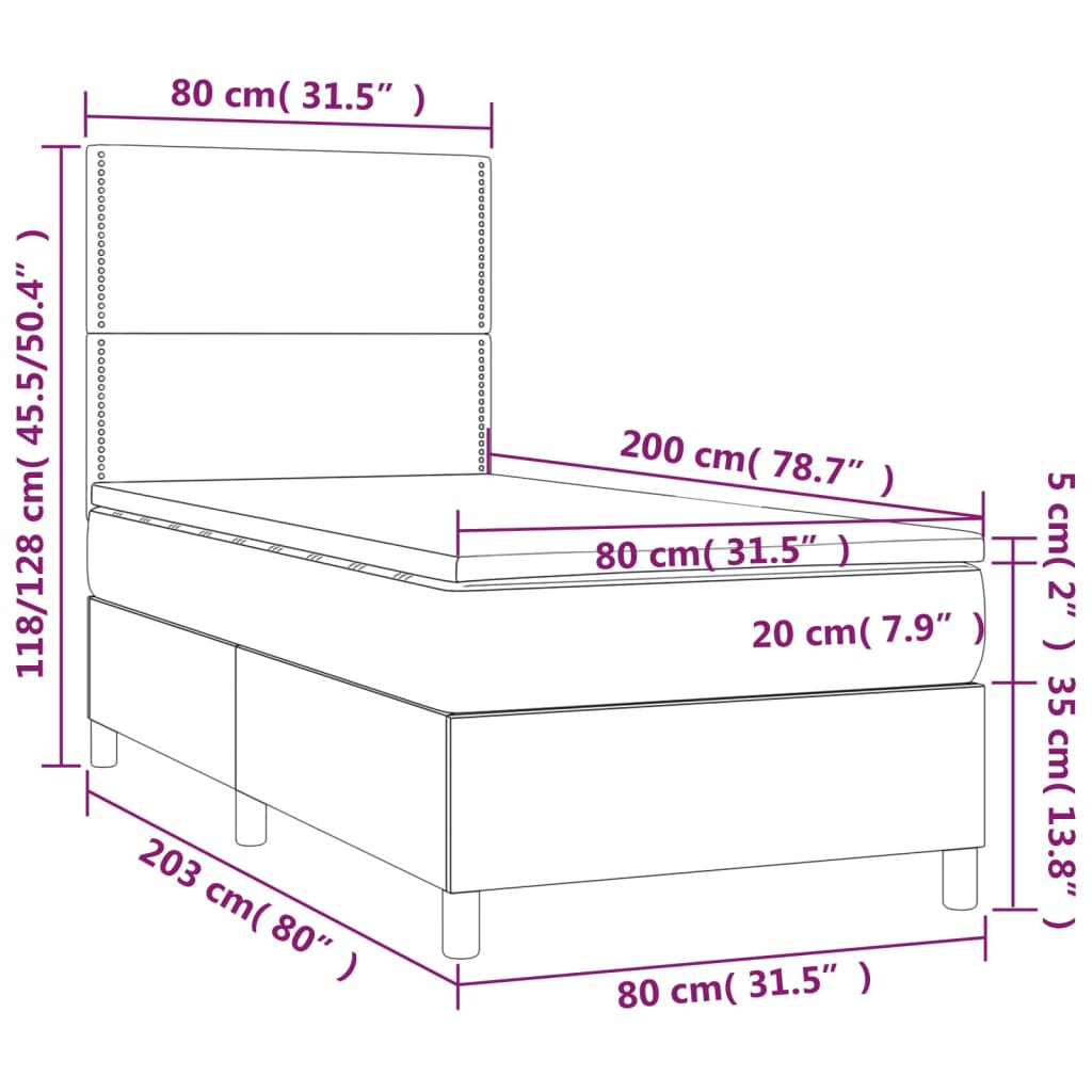 vidaXL kontinentalseng med madras 80x200 cm kunstlæder sort