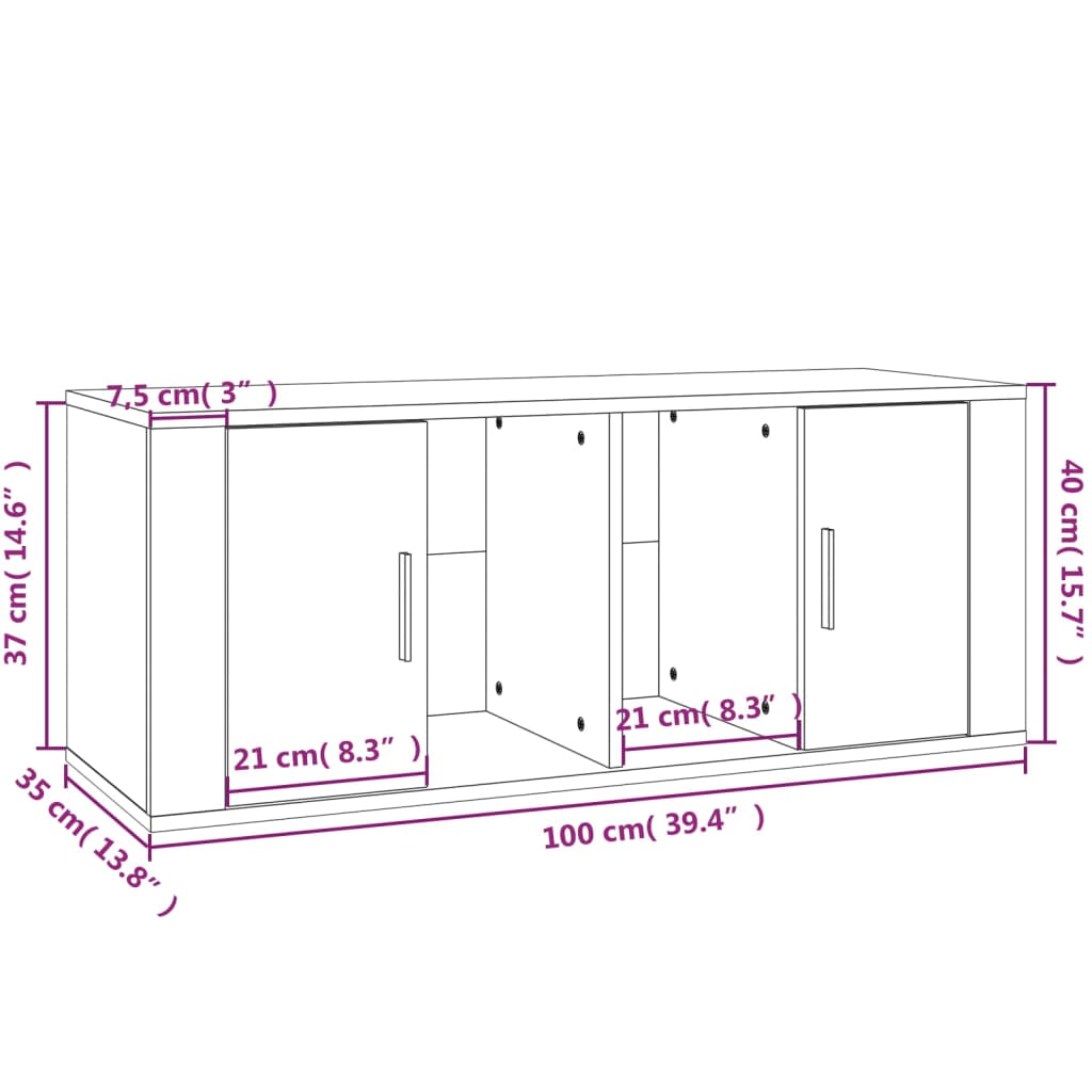 vidaXL tv-bord 100x35x40 cm konstrueret træ grå sonoma-eg