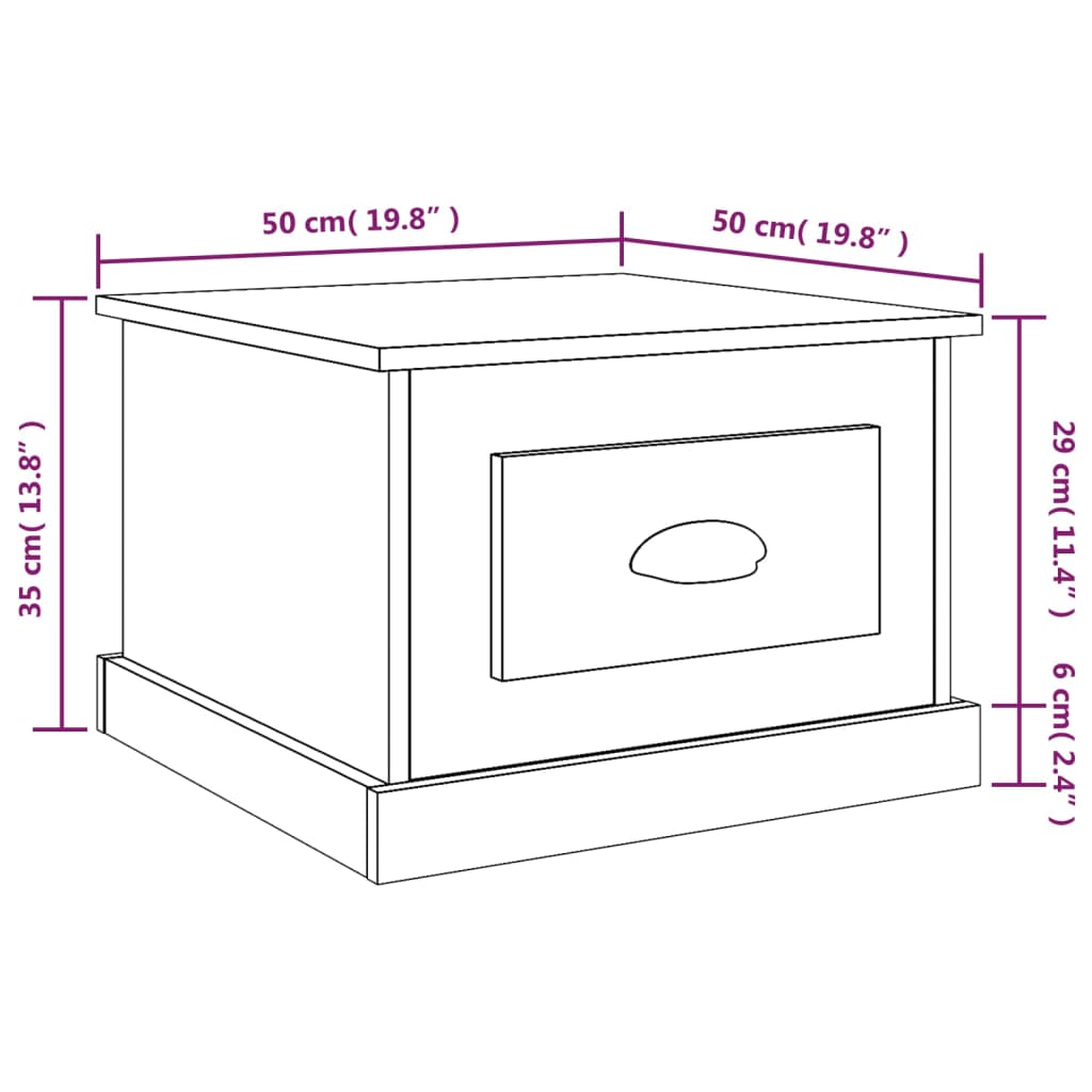 vidaXL sofabord 50x50x35 cm konstrueret træ brun egetræsfarve