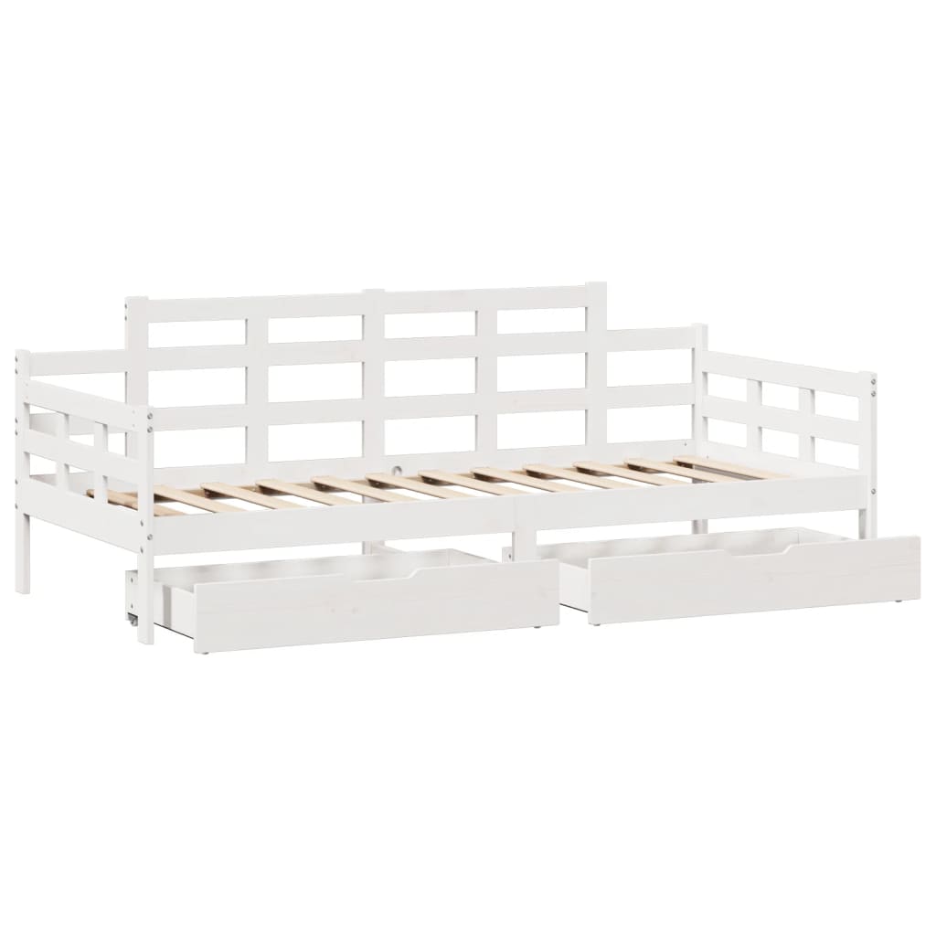 vidaXL daybed med skuffer 80x200 cm massivt fyrretræ hvid