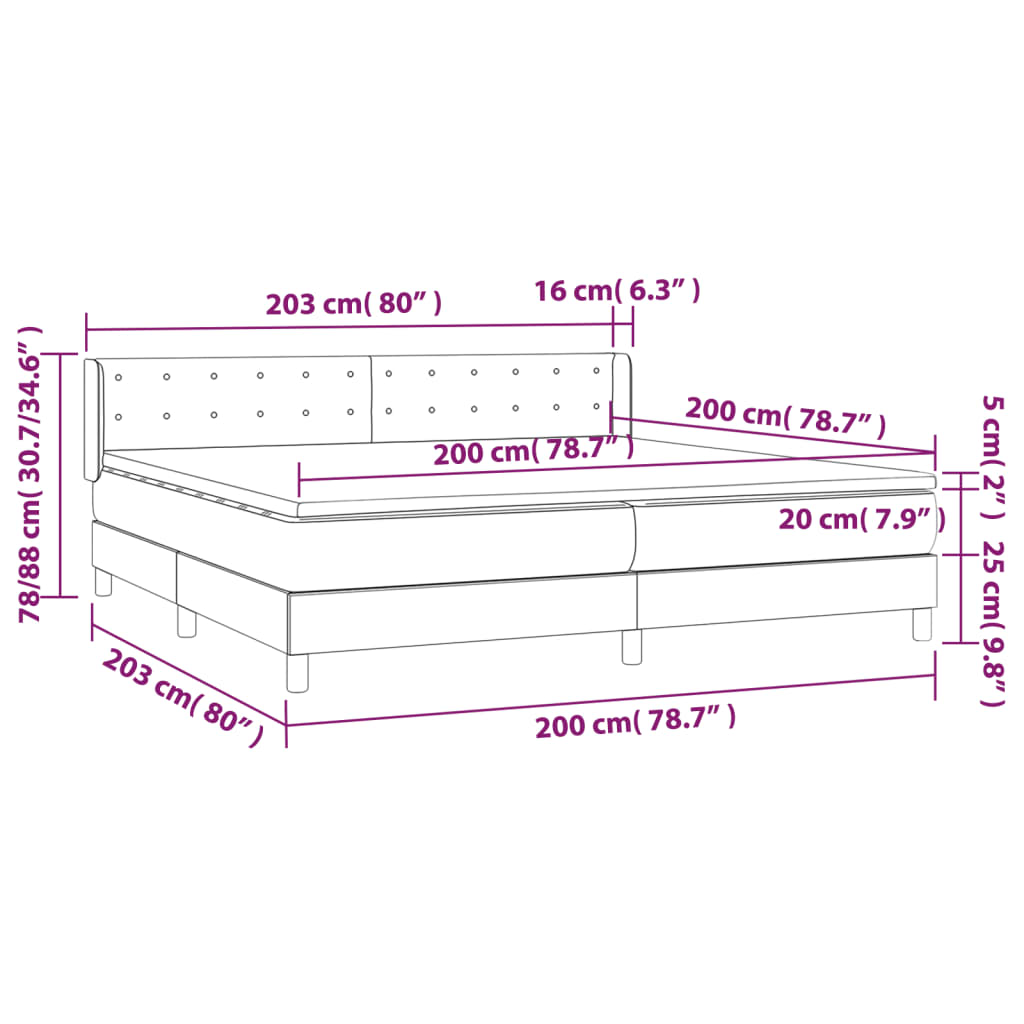 vidaXL kontinentalseng med madras 200x200 cm fløjl lyserød