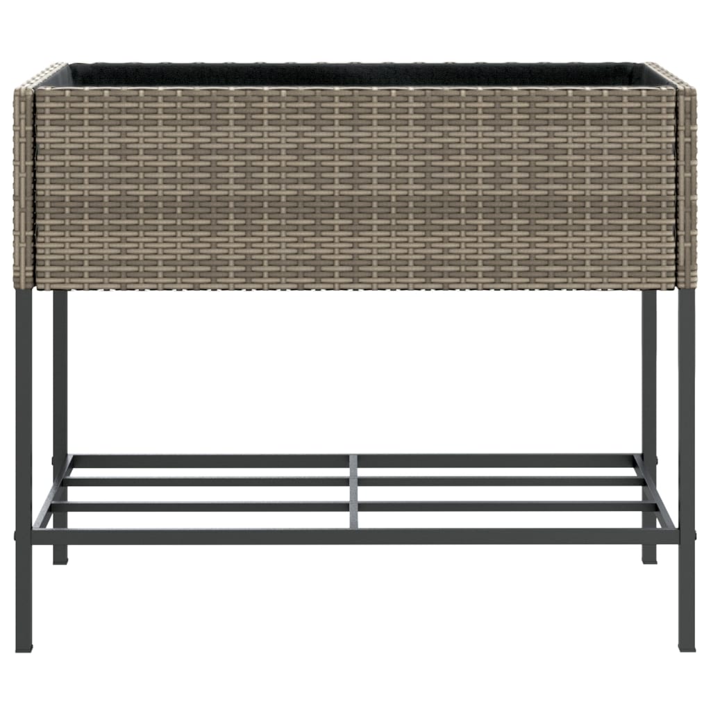 vidaXL plantekasser 2 stk. med hylde 90x40x75 cm polyrattan grå