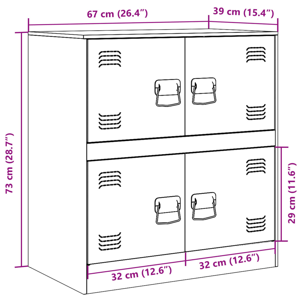 vidaXL skænk 67x39x75 cm stål antracitgrå