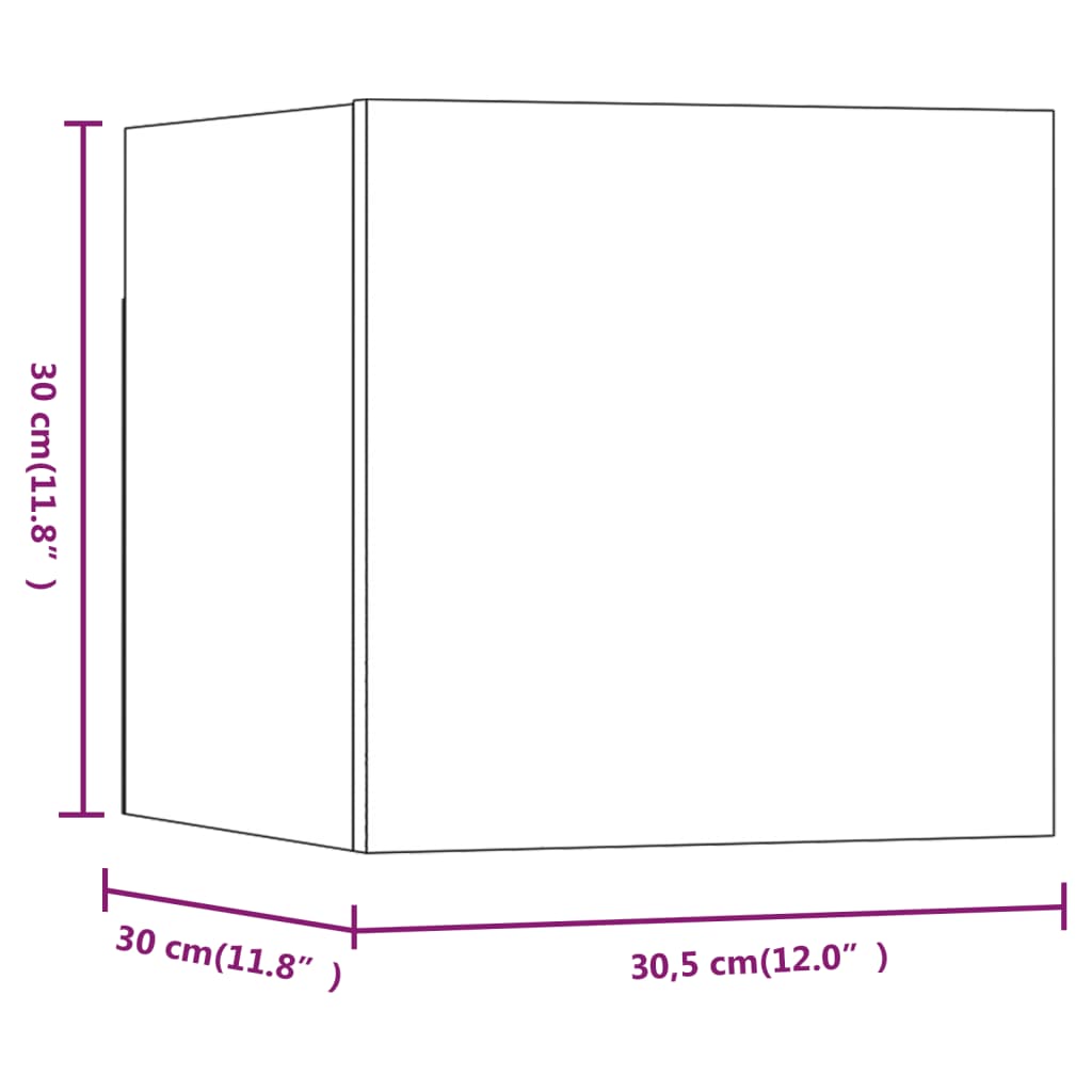 vidaXL væghængte tv-skabe 8 stk. 30,5x30x30 cm brun egetræ