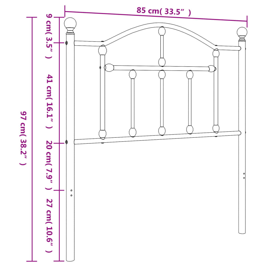 vidaXL sengegavl 80 cm metal hvid