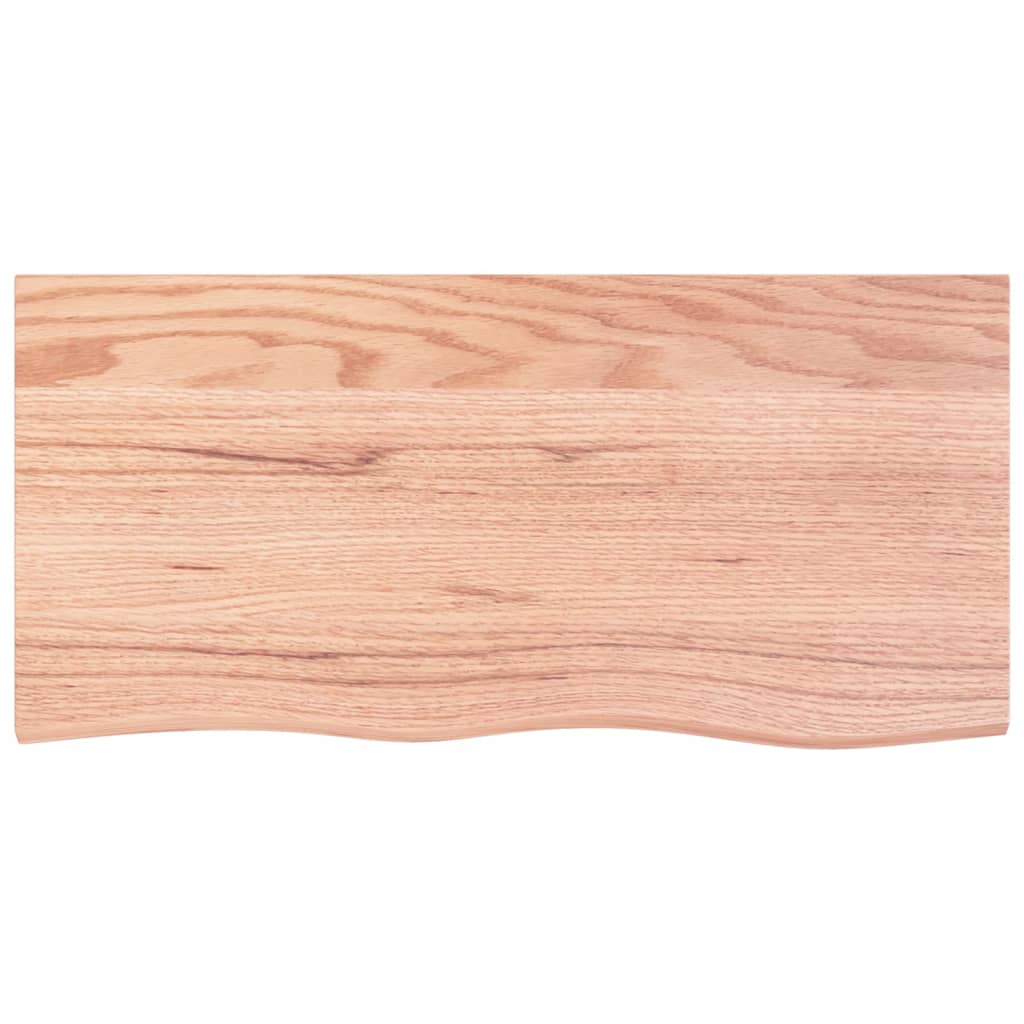 vidaXL bordplade til badeværelse 100x50x(2-6) cm massivt træ lysebrun