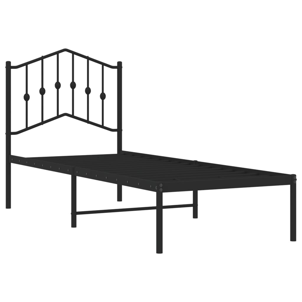 vidaXL sengeramme med sengegavl 75x190 cm metal sort